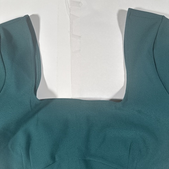 New Abercrombie & Fitch Womens Green Corset Long Sleeve Crop Top Square Neck L - Picture 5 of 6